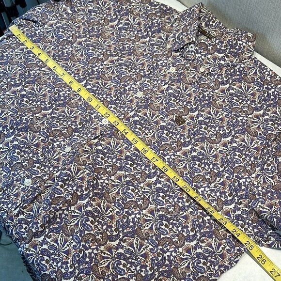 Cinch Button Down Shirt Sz Medium Long Sleeve Paisley Blue Brown - Picture 5 of 5